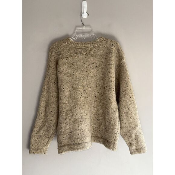 Vtg J Riggins Wool Sweater Henley Chunky Button Thick Cozy Beige Mens Large - Picture 7 of 14